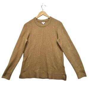 J.Crew Womens Crew Neck Pullover Sweater Medium Tan Knit Long Sleeve Casual